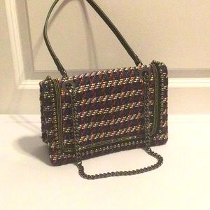 Zara Studded Tweed Handbag
